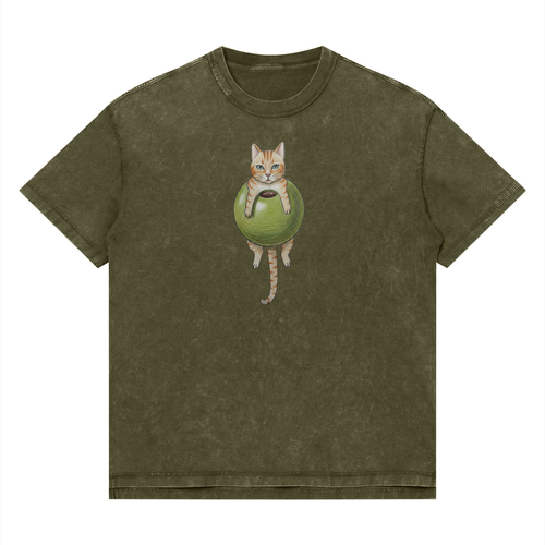 Cat In An Olive Mineral T-Shirt