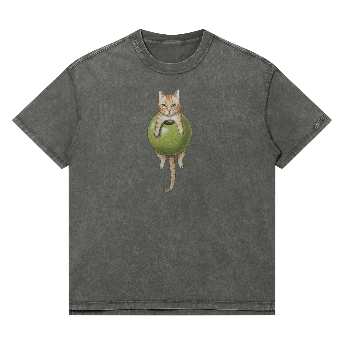 Cat In An Olive Mineral T-Shirt