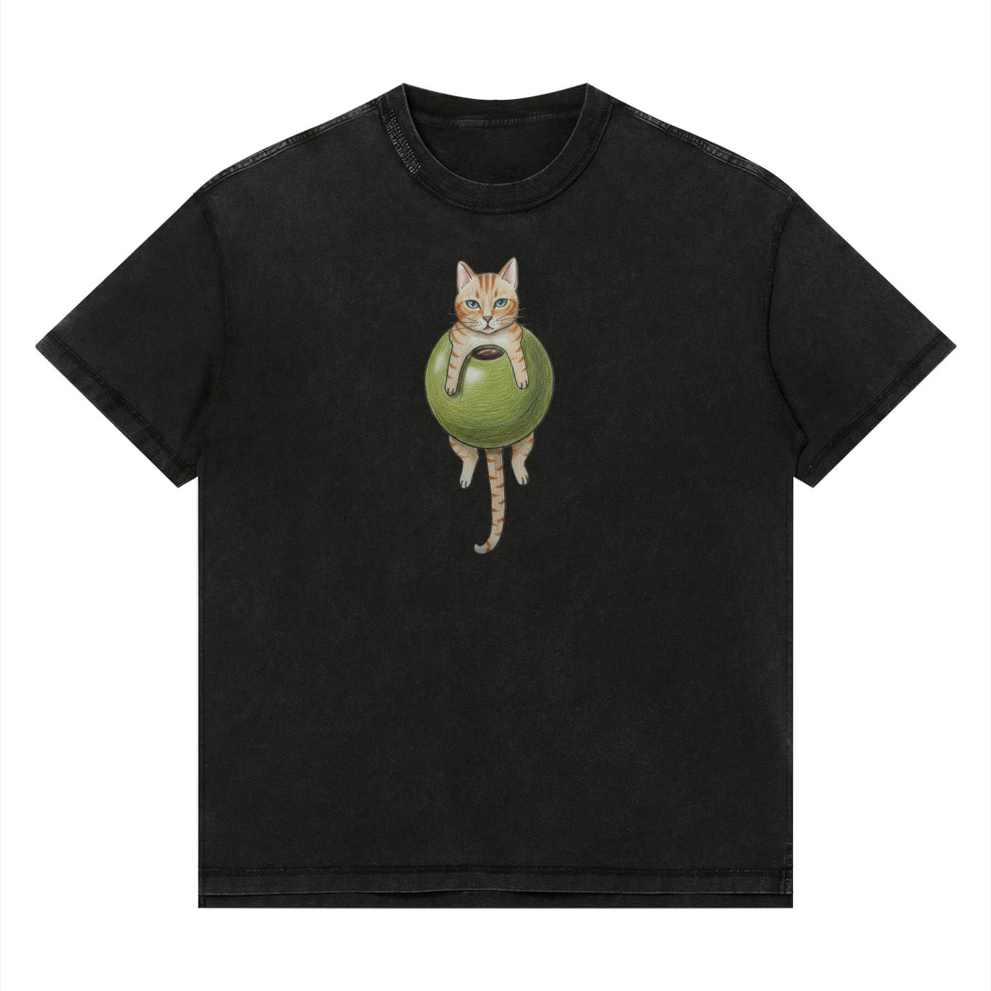 Cat In An Olive Mineral T-Shirt
