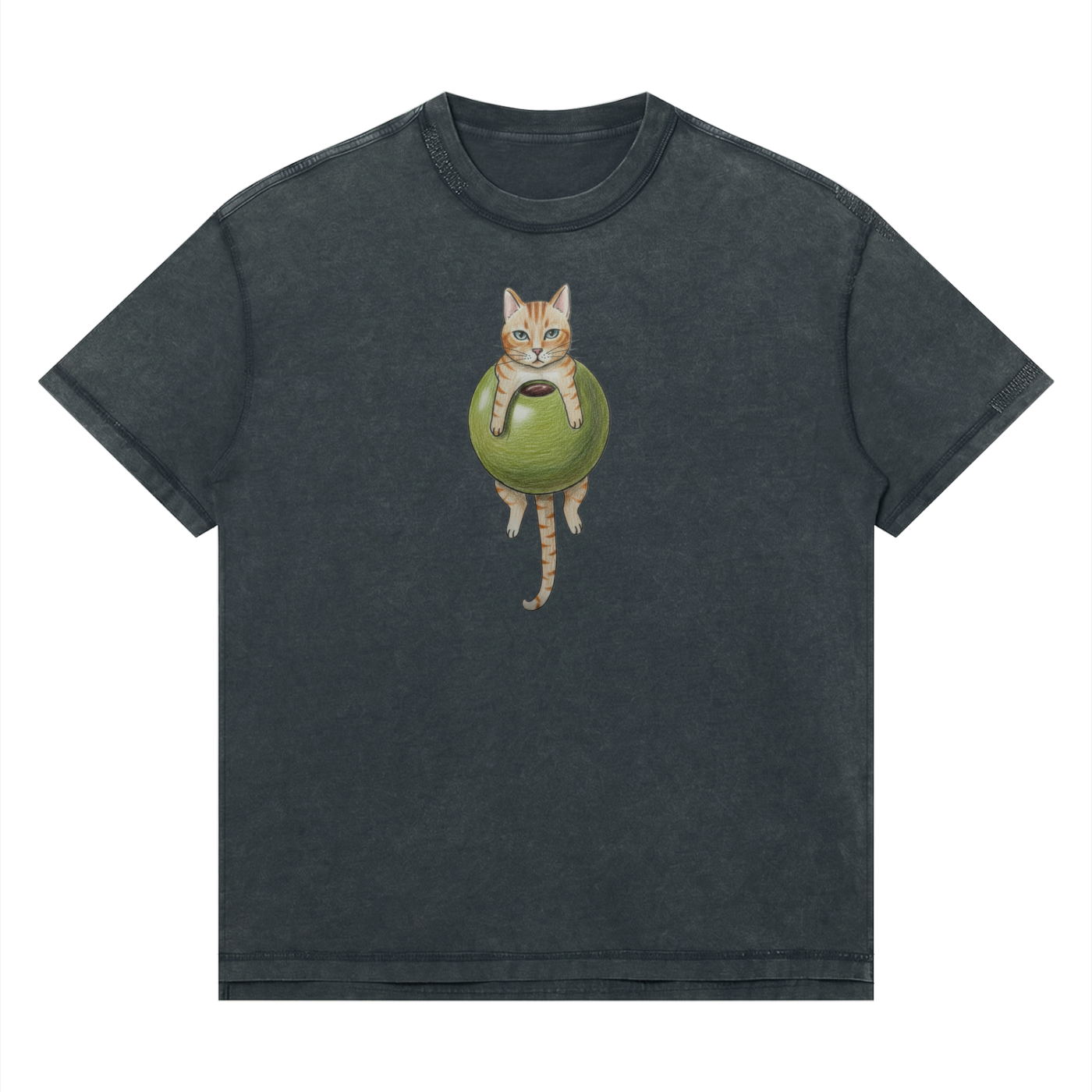 Cat In An Olive Mineral T-Shirt