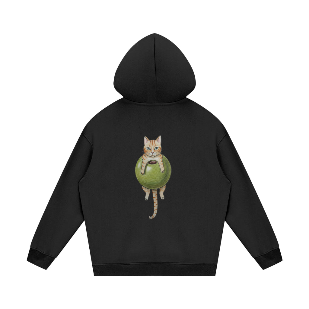 Cat In An Olive Hoodie