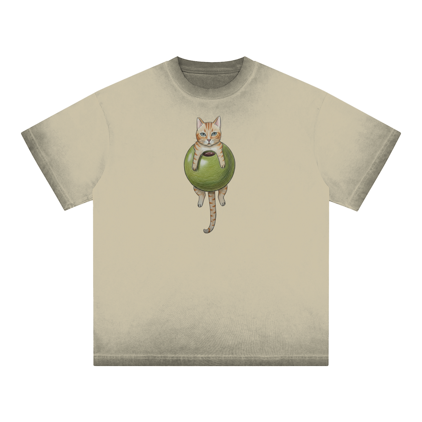 Cat In An Olive T-Shirt