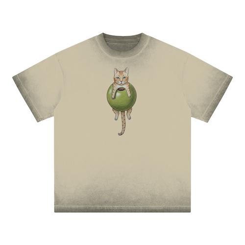 Cat In An Olive T-Shirt