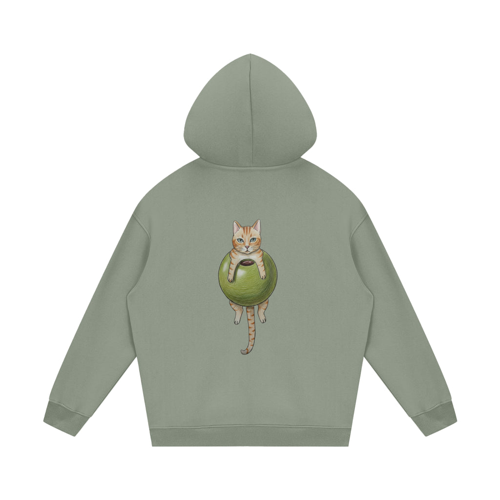 Cat In An Olive Hoodie