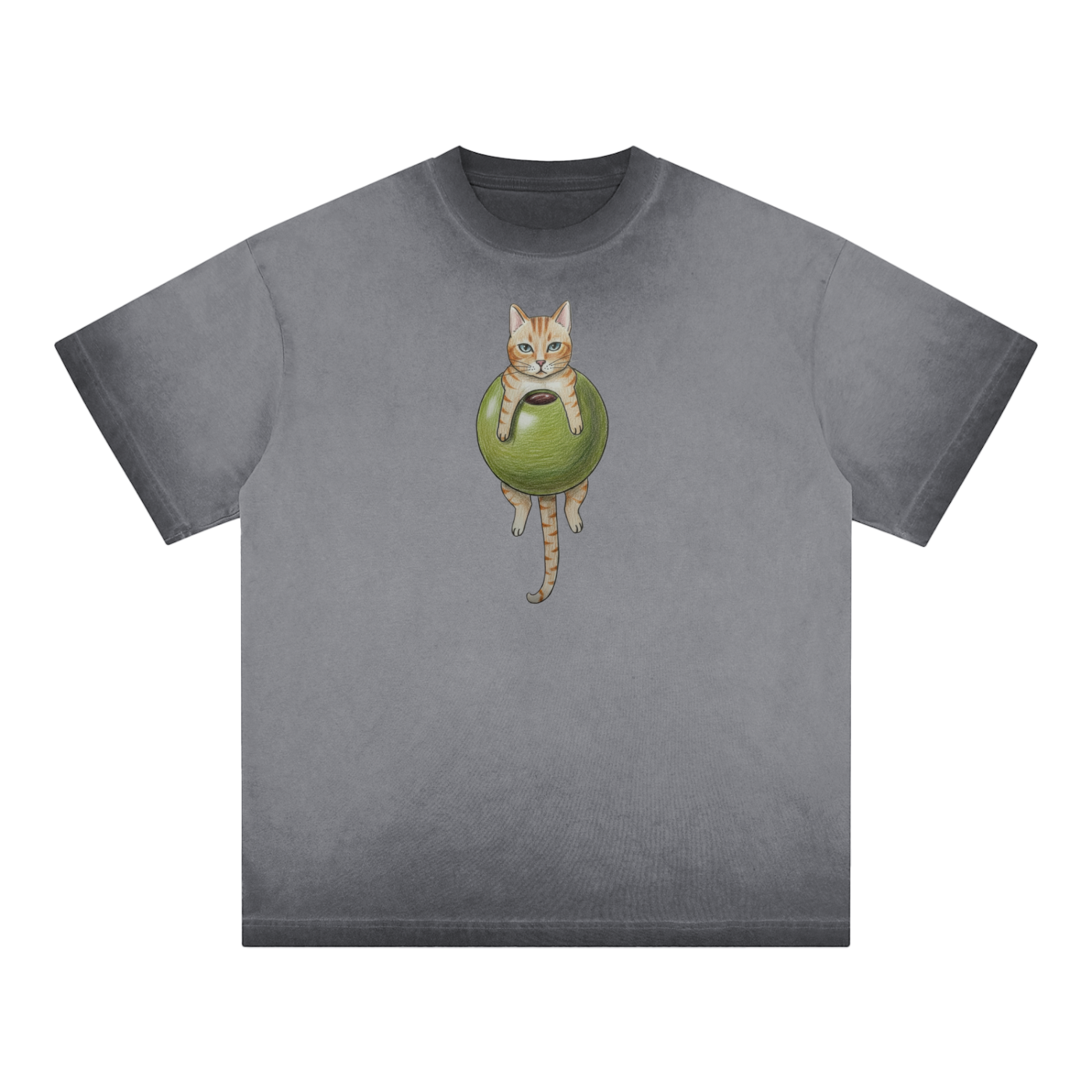 Cat In An Olive T-Shirt